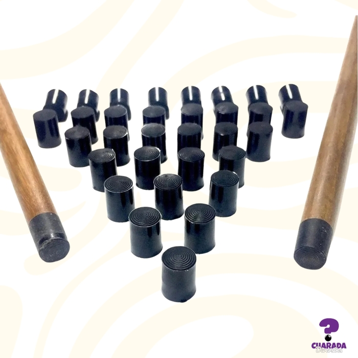 Kit 04 Tacos De Snooker Simples 1,35 - Inteiriço + Kit Giz Azul e Branco