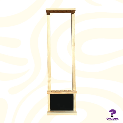 Taqueira C/ Lousa Madeira Suporte P/ 06 Tacos Bilhar Sinuca