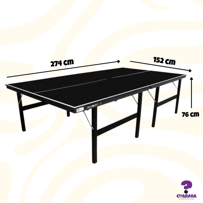 Tênis de Mesa Oficial Preta - Com Pés Dobráveis 15mm - MDF