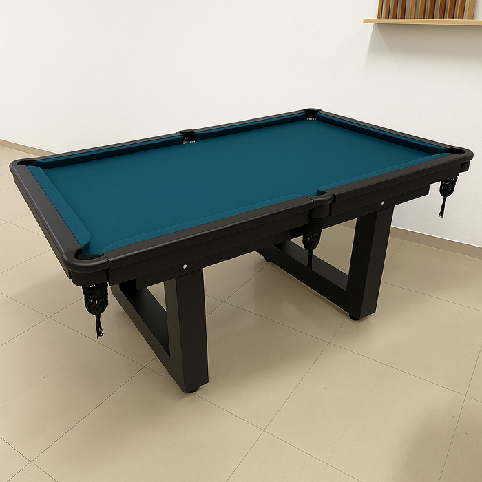 MESA DE SINUCA/ BILHAR - HOME - LUXO ALL BLACK - PÉS EM U