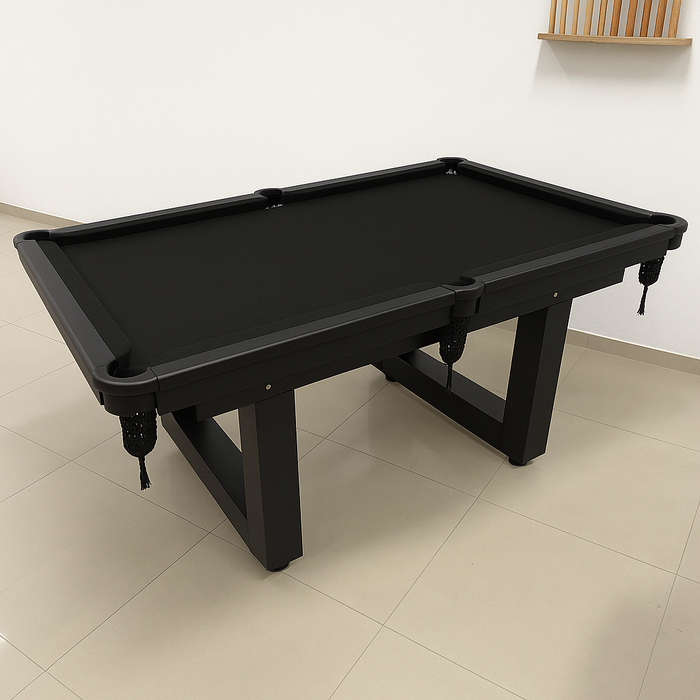 MESA DE SINUCA/ BILHAR - HOME - LUXO ALL BLACK - PÉS EM U