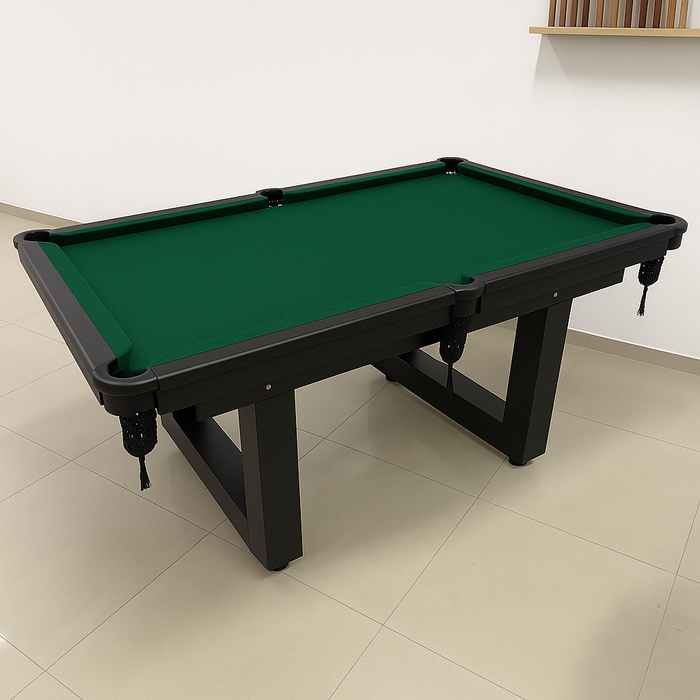 MESA DE SINUCA/ BILHAR - HOME - LUXO ALL BLACK - PÉS EM U
